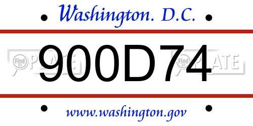 900D74 District Of Columbia License Plate