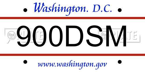 900DSM District Of Columbia License Plate