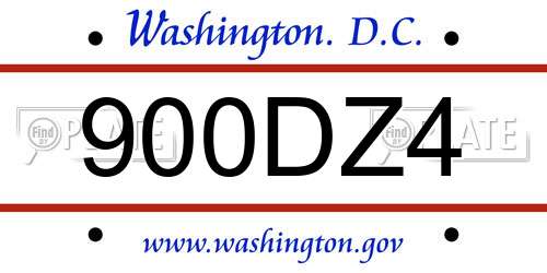 900DZ4 District Of Columbia License Plate