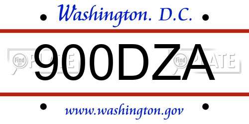 900DZA District Of Columbia License Plate