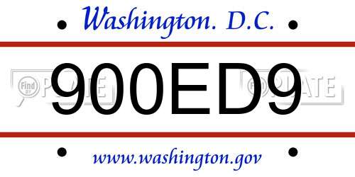 900ED9 District Of Columbia License Plate