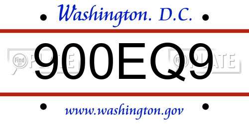900EQ9 District Of Columbia License Plate