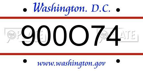 900O74 District Of Columbia License Plate