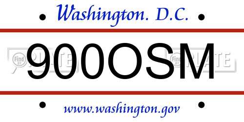900OSM District Of Columbia License Plate