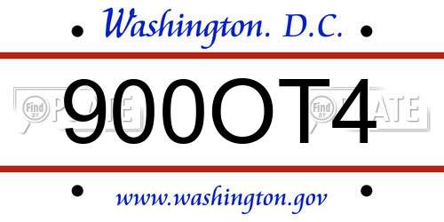 900OT4 District Of Columbia License Plate