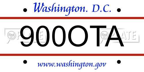 900OTA District Of Columbia License Plate