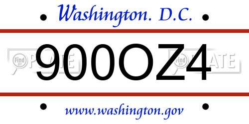 900OZ4 District Of Columbia License Plate