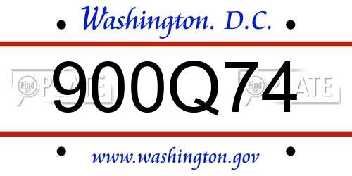 900Q74 District Of Columbia License Plate