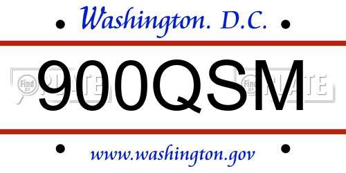900QSM District Of Columbia License Plate