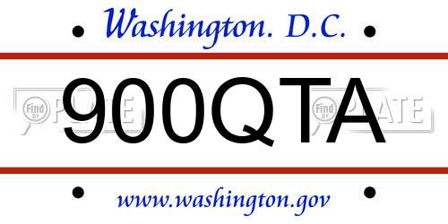 900QTA District Of Columbia License Plate