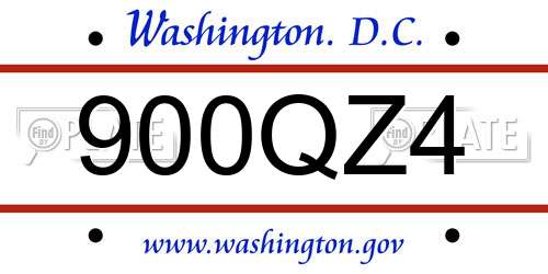 900QZ4 District Of Columbia License Plate