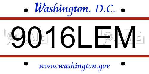 9016LEM District Of Columbia License Plate