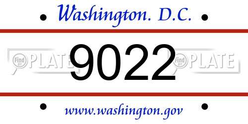 9022 District Of Columbia License Plate