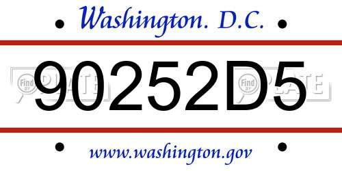 90252D5 District Of Columbia License Plate