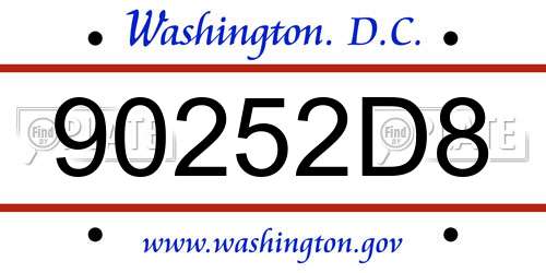 90252D8 District Of Columbia License Plate