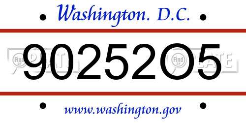 90252O5 District Of Columbia License Plate