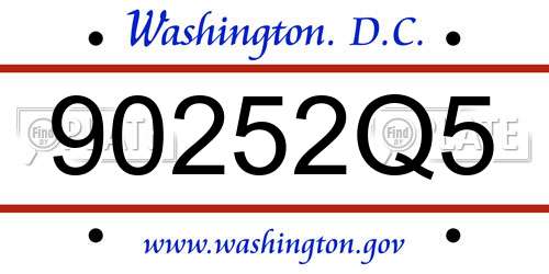 90252Q5 District Of Columbia License Plate