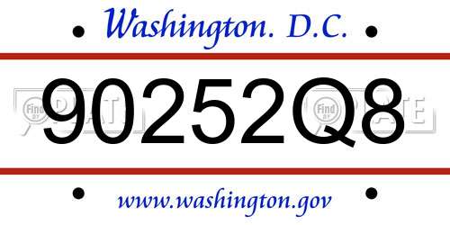 90252Q8 District Of Columbia License Plate