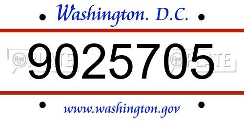 9025705 District Of Columbia License Plate