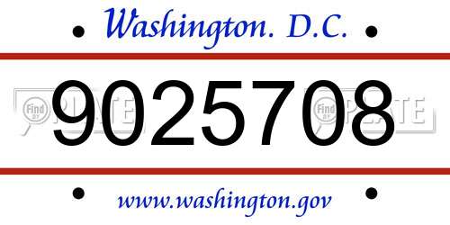 9025708 District Of Columbia License Plate