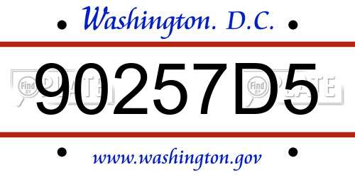 90257D5 District Of Columbia License Plate