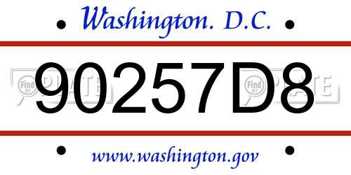 90257D8 District Of Columbia License Plate