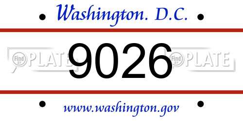 9026 District Of Columbia License Plate
