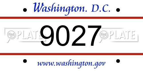 9027 District Of Columbia License Plate