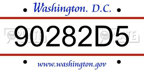 90282D5 District Of Columbia License Plate