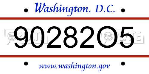 90282O5 District Of Columbia License Plate