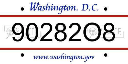 90282O8 District Of Columbia License Plate