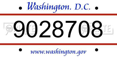 9028708 District Of Columbia License Plate