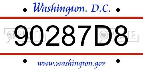 90287D8 District Of Columbia License Plate
