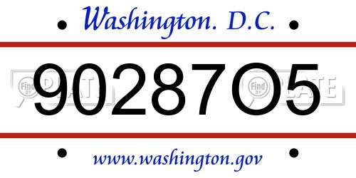 90287O5 District Of Columbia License Plate