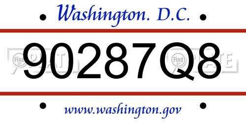 90287Q8 District Of Columbia License Plate