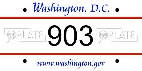 903 District Of Columbia License Plate