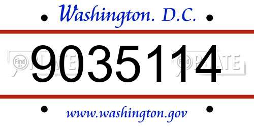 9035114 District Of Columbia License Plate