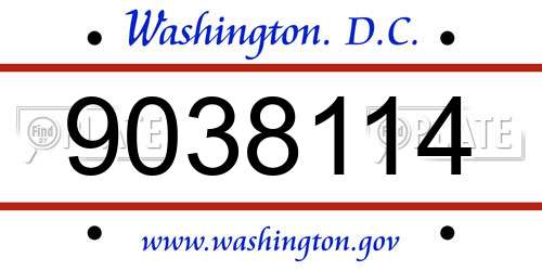 9038114 District Of Columbia License Plate