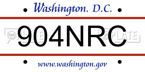 904NRC District Of Columbia License Plate