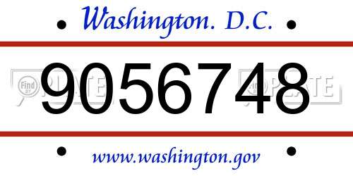 9056748 District Of Columbia License Plate
