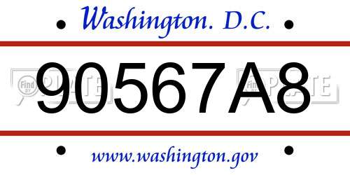 90567A8 District Of Columbia License Plate