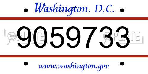 9059733 District Of Columbia License Plate