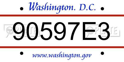 90597E3 District Of Columbia License Plate