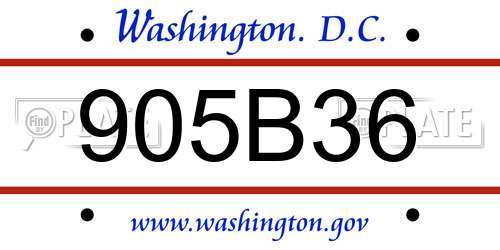 905B36 District Of Columbia License Plate