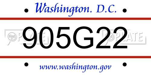 905G22 District Of Columbia License Plate