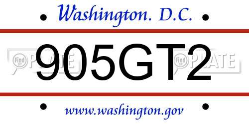 905GT2 District Of Columbia License Plate