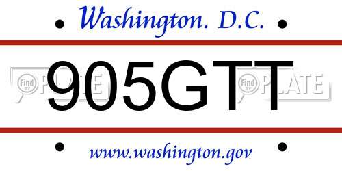905GTT District Of Columbia License Plate