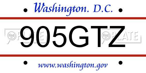 905GTZ District Of Columbia License Plate