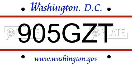 905GZT District Of Columbia License Plate