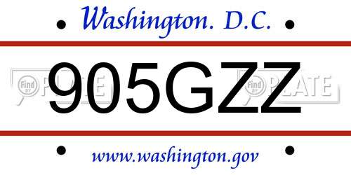 905GZZ District Of Columbia License Plate